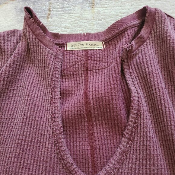 We The Free Buttercup Thermal XS Smokey Wings Mauve Oversized Slouchy Cozy - Picture 5 of 11